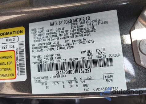 2018 Ford Fusion Se z USA, uszkodzony, nr VIN 3FA6P0HD0JR167351